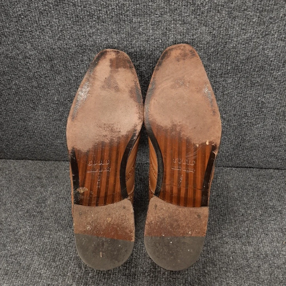 Massimo Matteo Cuoio Wingtip Leather Dress Shoes Men's Size 9M Made in Italy